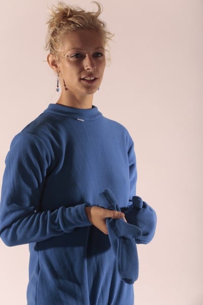 Adult blue fleece onesie