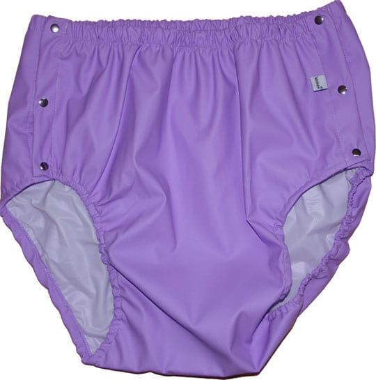 Culotte d'incontinence PVC mauve à boutons pression