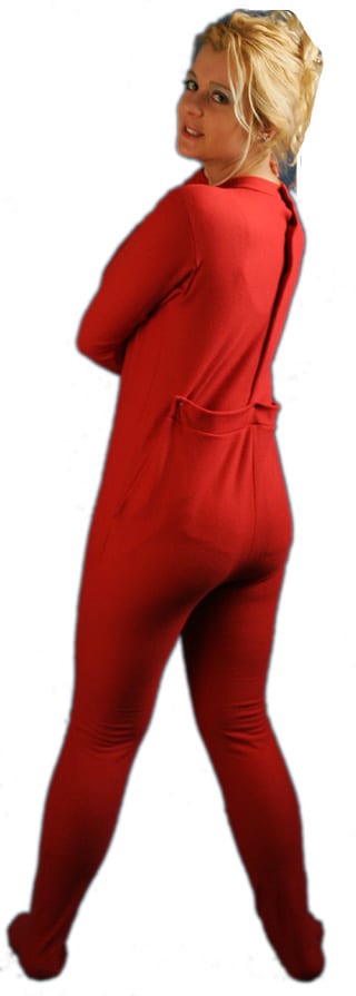 Grenouillère adulte polaire rouge pour incontinence – vue complète