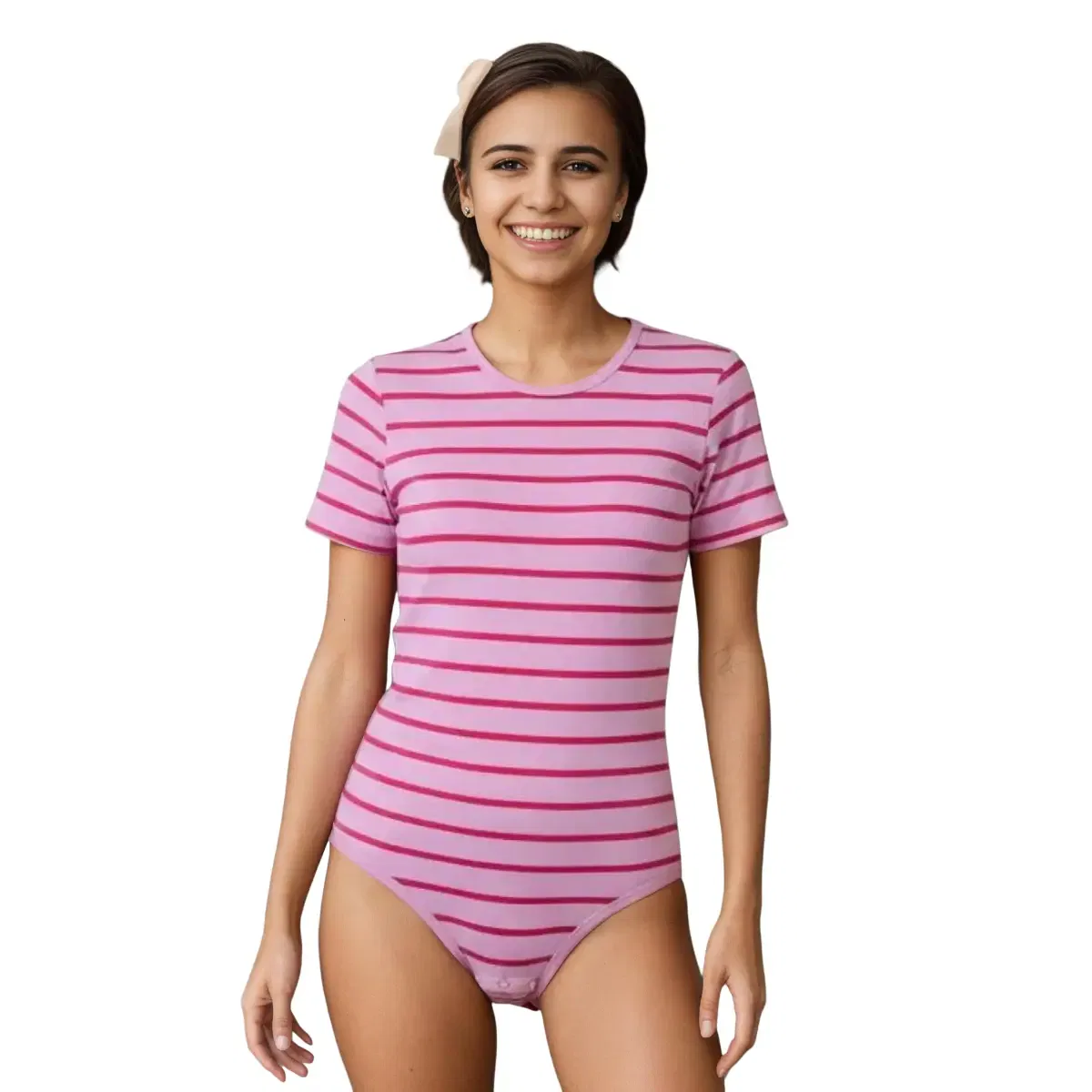 Body éponge fushia rayée