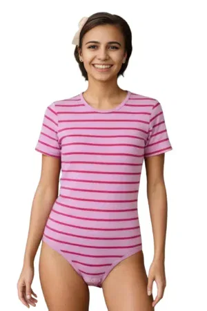 Body éponge fushia rayée