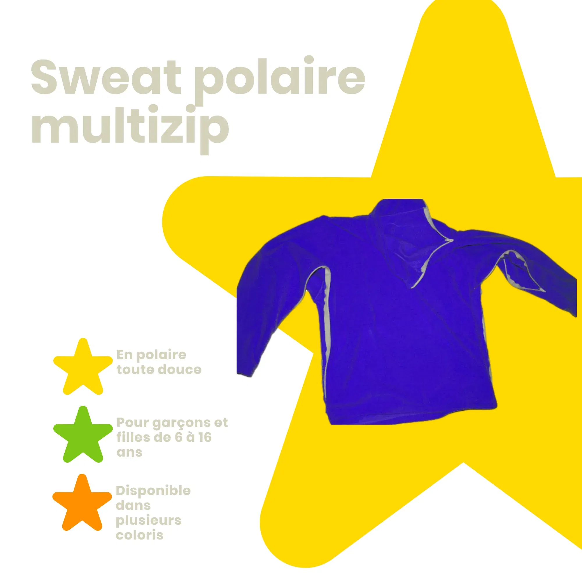 Multizip fleece sweatshirt