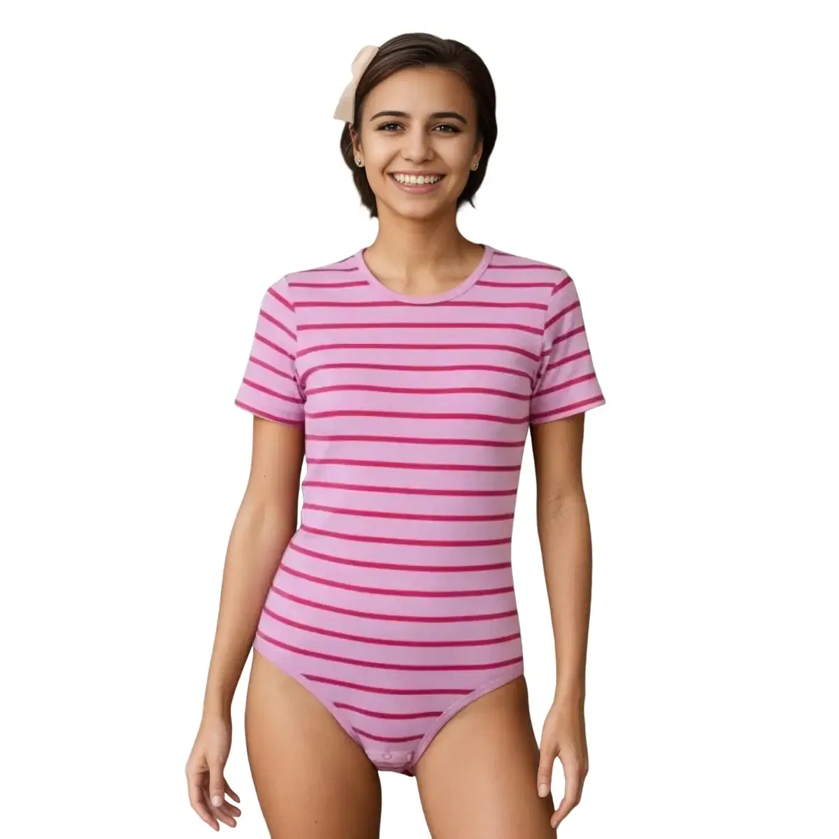 Body éponge fushia rayée