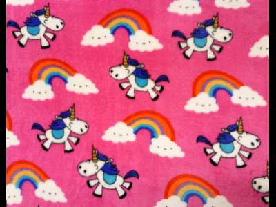 Tissu grenouillère polaire licorne rose